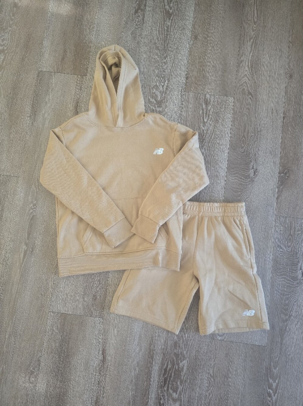 New Balance Kids Beige HoodieNew Balance Kids Beige Hoodie & Shorts Matching Set